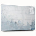 Abstract wall art featuring vibrant strokes in shades of blue, yellow, and pink, displayed in a sleek acrylic frame from a side view, showcasing its modern design and pin mounting.