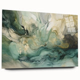 Abstract wall art featuring colorful strokes on acrylic glass, showcasing a modern design with vibrant hues and smooth edges, suitable for contemporary decor.