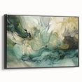 Framed abstract wall art featuring bold black strokes on a textured canvas, showcasing a modern design ideal for contemporary decor, viewed from the side.