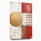 Abstract wall art featuring colorful strokes on acrylic glass, showcasing a modern design with visible mounting pins, ideal for contemporary decor.