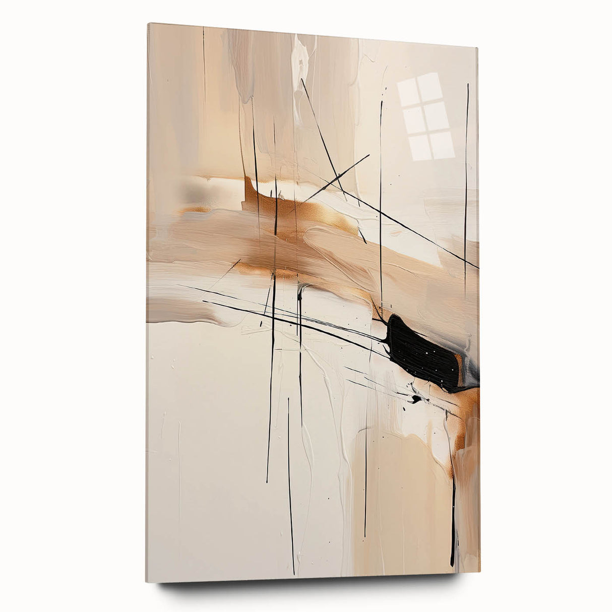 Custom Dining Room Wall Décor - Abstract Beige, Gold & Black Art