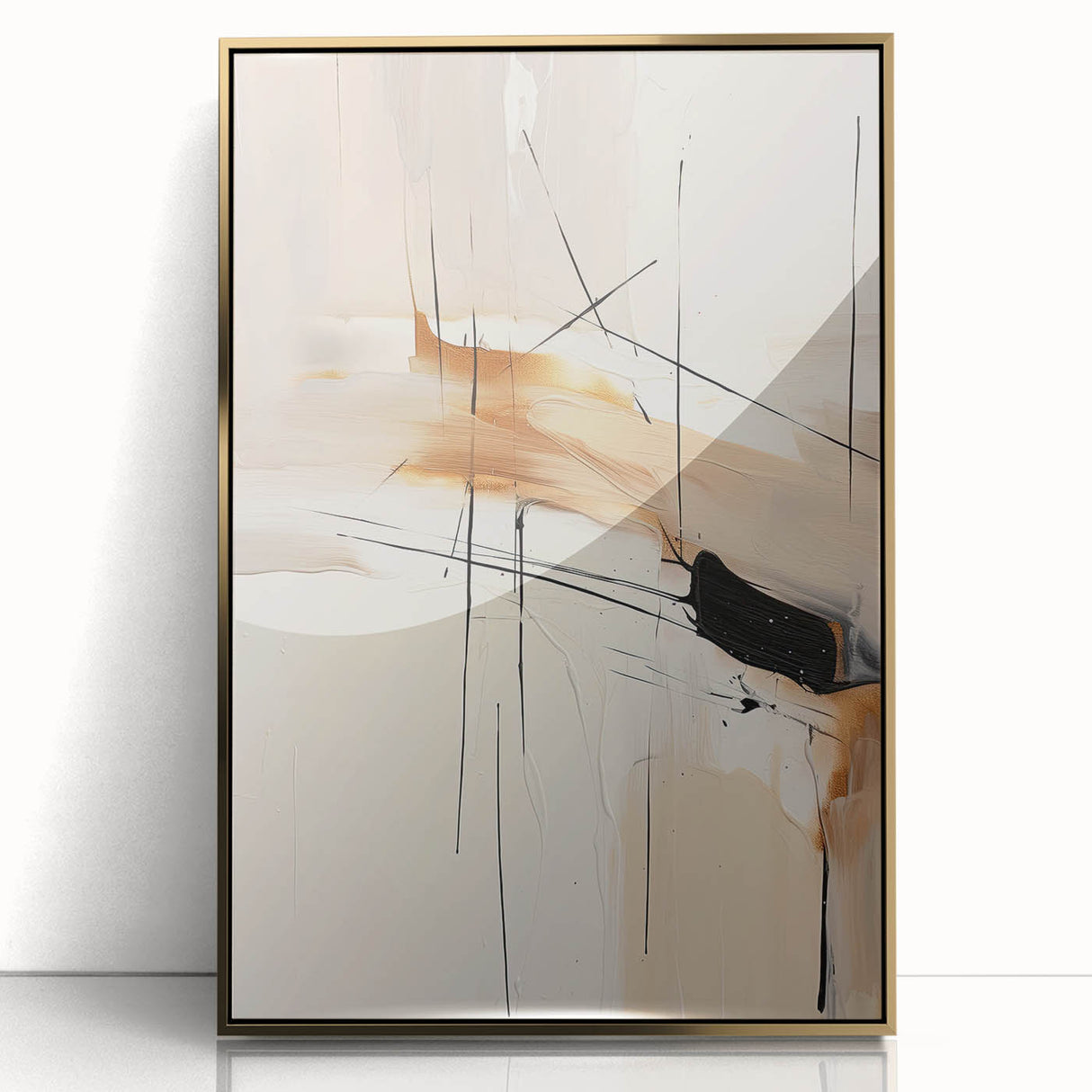 Custom Dining Room Wall Décor - Abstract Beige, Gold & Black Art