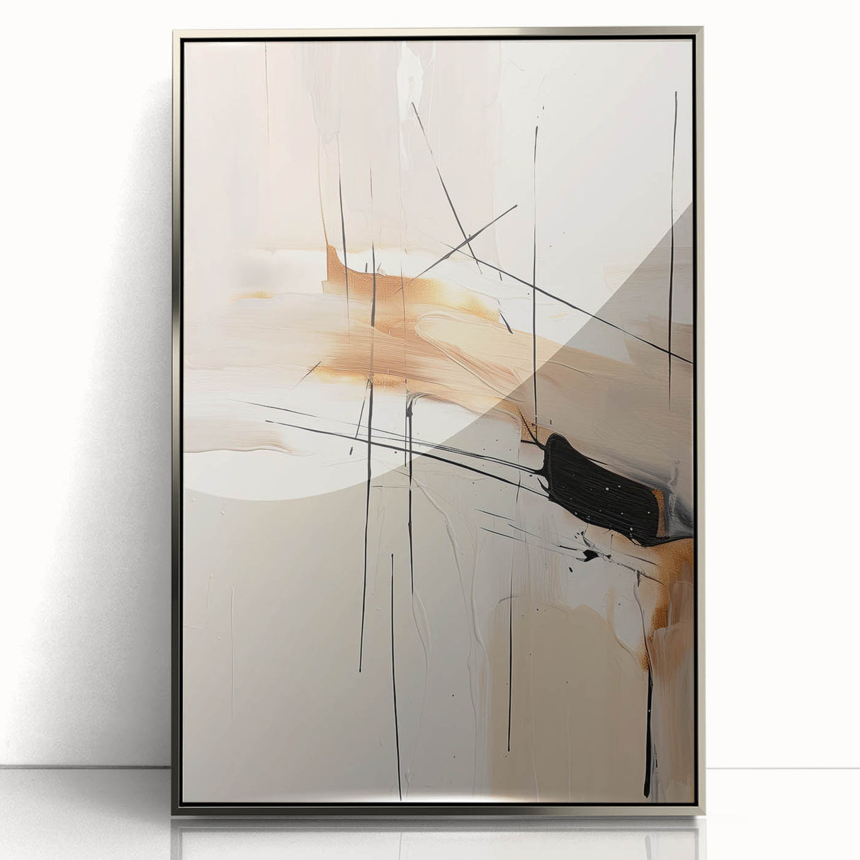 Custom Dining Room Wall Décor - Abstract Beige, Gold & Black Art