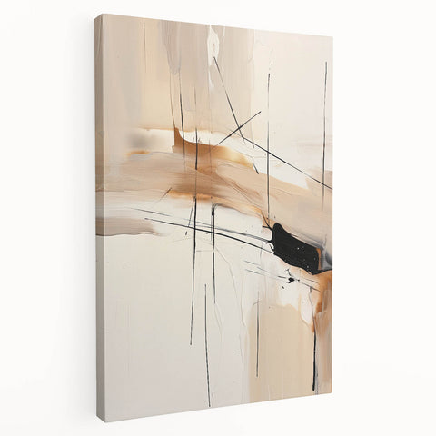 Custom Dining Room Wall Décor - Abstract Beige, Gold & Black Art