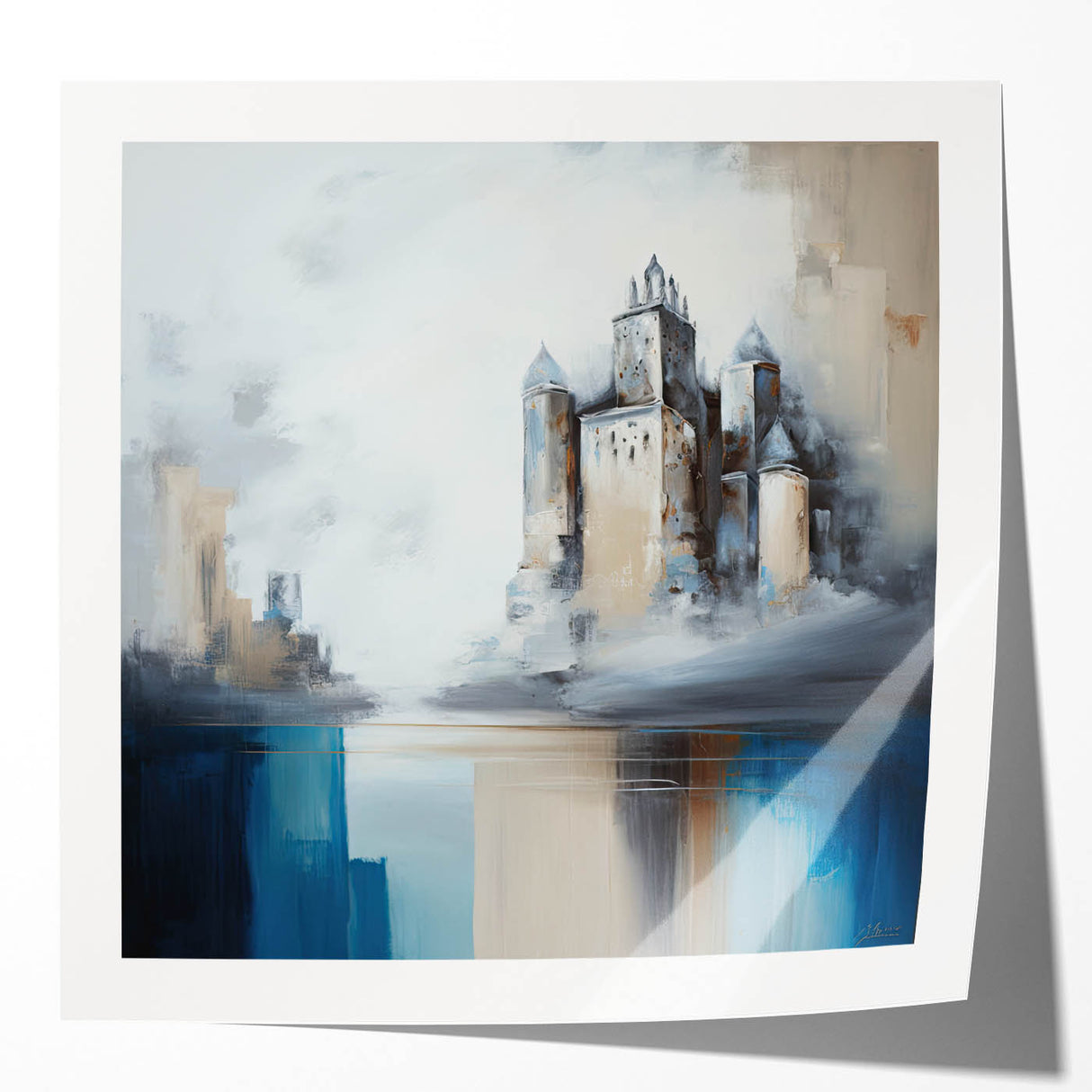 Abstract architecture wall art print showcasing glossy geometric shapes in vibrant colors, ideal for modern home decor and artistic interior design.