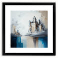 Abstract architectural wall art framed in black with a mat, showcasing geometric shapes and modern design elements, perfect for contemporary decor.