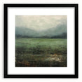 Abstract landscape wall art framed with a black mat, showcasing vibrant colors and intricate patterns, ideal for modern home decor and artistic interiors.
