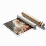 Holiday Decor Prints - Santa with Wrapped Gift Festive Christmas Art