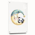 Kids Room Art Prints - Sleeping Moon & Panda Nursery Wall Decor