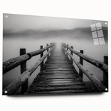 Acrylic landscape bridge model displayed side view, showcasing clear glass and decorative pins, perfect for modern home decor or architectural design enthusiasts.