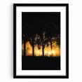 Black-framed landscape artwork featuring a serene countryside scene with vibrant greenery and a clear blue sky, ideal for home decor or office settings.