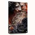 Large abstract wall art on acrylic glass featuring swirling blue and gray tones.