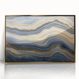 Large art print of a mid-century modernist nature scene in acrylic, featuring muted earth tones.