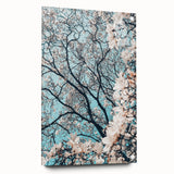 Large abstract wall art depicting spring themes in vibrant green and pink hues, acrylic glass material.