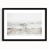 Extra large abstract art print with vibrant summer hues on a textured canvas, framed in black, ideal for living room decor.