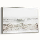 Landscape art painting of a summer scene on framed canvas, featuring vibrant colors with a vintage poster style.