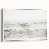 Extra large vintage poster art on framed canvas, featuring colorful, abstract summer motifs on a black background.