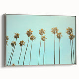 Landscape art painting on a framed canvas featuring a vintage poster style with a black and colorful art palette.