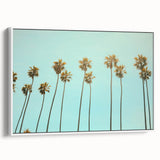 Extra large vintage poster art on canvas, featuring colorful abstract design, framed in white.
