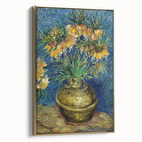 Framed canvas of a Van Gogh landscape painting with gold frame, ideal for bedroom wall art.