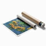 Extra large rolled print of Van Gogh-style floral art in vibrant colors.
