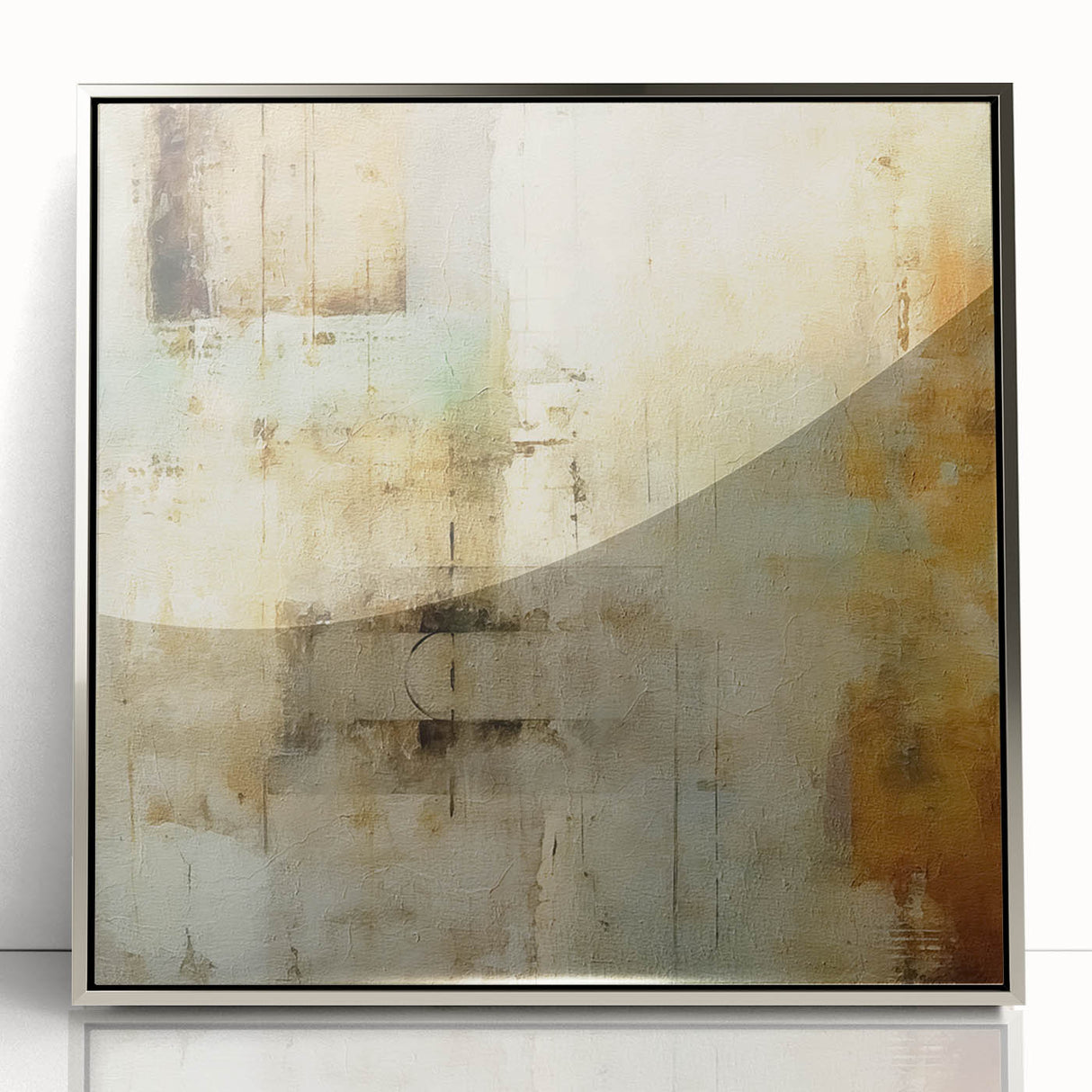 Framed abstract wall art featuring dynamic silver strokes on a white background, perfect for modern home decor. Ideal for enhancing contemporary interiors.