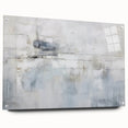 Abstract wall art featuring vibrant strokes in blue, orange, and yellow hues, displayed in a side view with acrylic glass and visible mounting pins, ideal for modern decor.