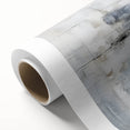 Abstract wall art on rolled canvas showcasing vibrant strokes in shades of blue, orange, and yellow, perfect for modern home decor. Packaged securely in a cardboard tube.