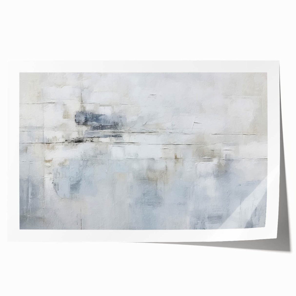 Abstract wall art print showcasing vibrant strokes in shades of blue, orange, and yellow, perfect for modern home decor. The design features dynamic, fluid shapes that evoke a sense of movement, ideal for adding a contemporary touch to any space.