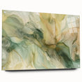 Abstract strokes wall art displayed in a side view, showcasing vibrant colors and intricate design details within an acrylic glass frame, secured with stylish pins.