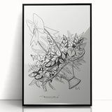 Modern Wall Art: Basket of Flowers - Minimalist Monochrome Print