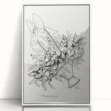 Modern Wall Art: Basket of Flowers - Minimalist Monochrome Print