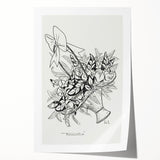 Modern Wall Art: Basket of Flowers - Minimalist Monochrome Print