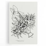 Modern Wall Art: Basket of Flowers - Minimalist Monochrome Print