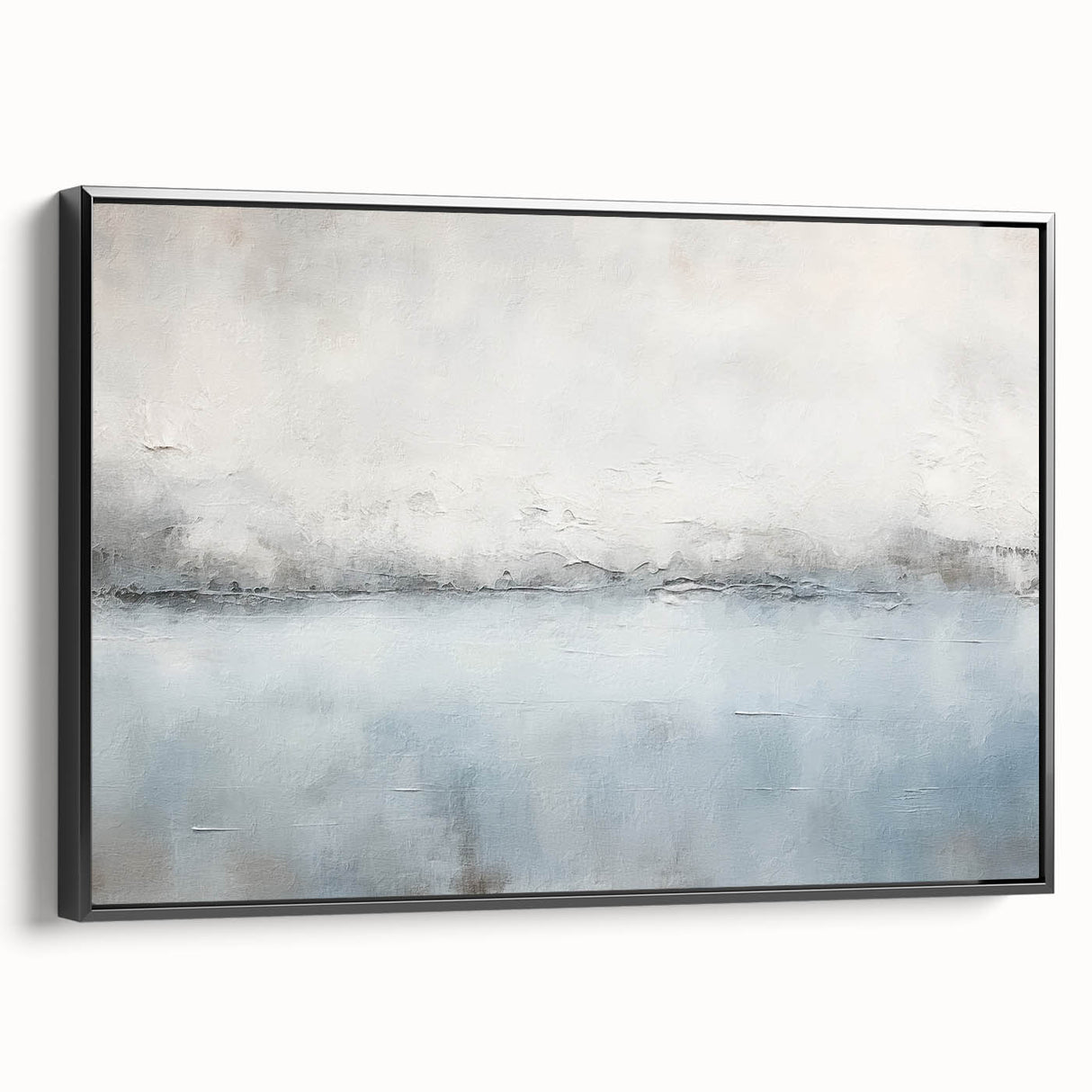 Framed canvas wall art displaying abstract black strokes on a textured background, showcasing modern design aesthetics. Perfect for contemporary home decor.