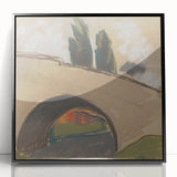 Modern Wall Art: Zolo Palugyay's Village Bridge Over a River
