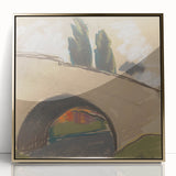 Modern Wall Art: Zolo Palugyay's Village Bridge Over a River