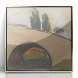 Modern Wall Art: Zolo Palugyay's Village Bridge Over a River