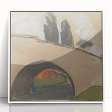Modern Wall Art: Zolo Palugyay's Village Bridge Over a River