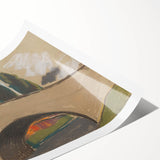 Modern Wall Art: Zolo Palugyay's Village Bridge Over a River