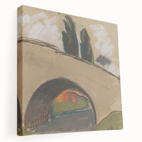 Modern Wall Art: Zolo Palugyay's Village Bridge Over a River