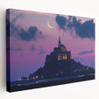Stretched canvas artwork depicting a vibrant landscape with an enchanting castle, showcasing rich colors and intricate details, perfect for home decor.