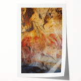 Vibrant rolled canvas print showcasing a stunning landscape scene with intricate cave formations and rich colors, ideal for home decor and art enthusiasts.