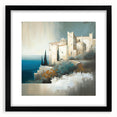 Abstract architecture wall art featuring geometric shapes in black and white, framed with a mat for an elegant presentation, ideal for modern interior decor.