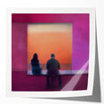 Abstract figurative wall art print showcasing vibrant colors and dynamic shapes, displayed in a glossy finish to enhance visual appeal and modern design aesthetics.
