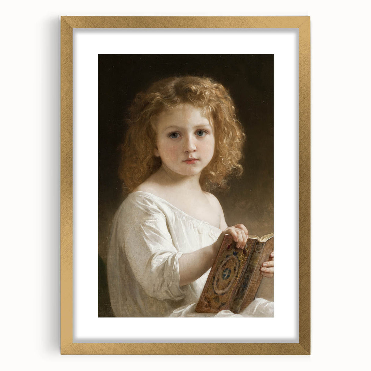 Classic Neoclassical Portrait Art Print - The Story Book by Bouguereau