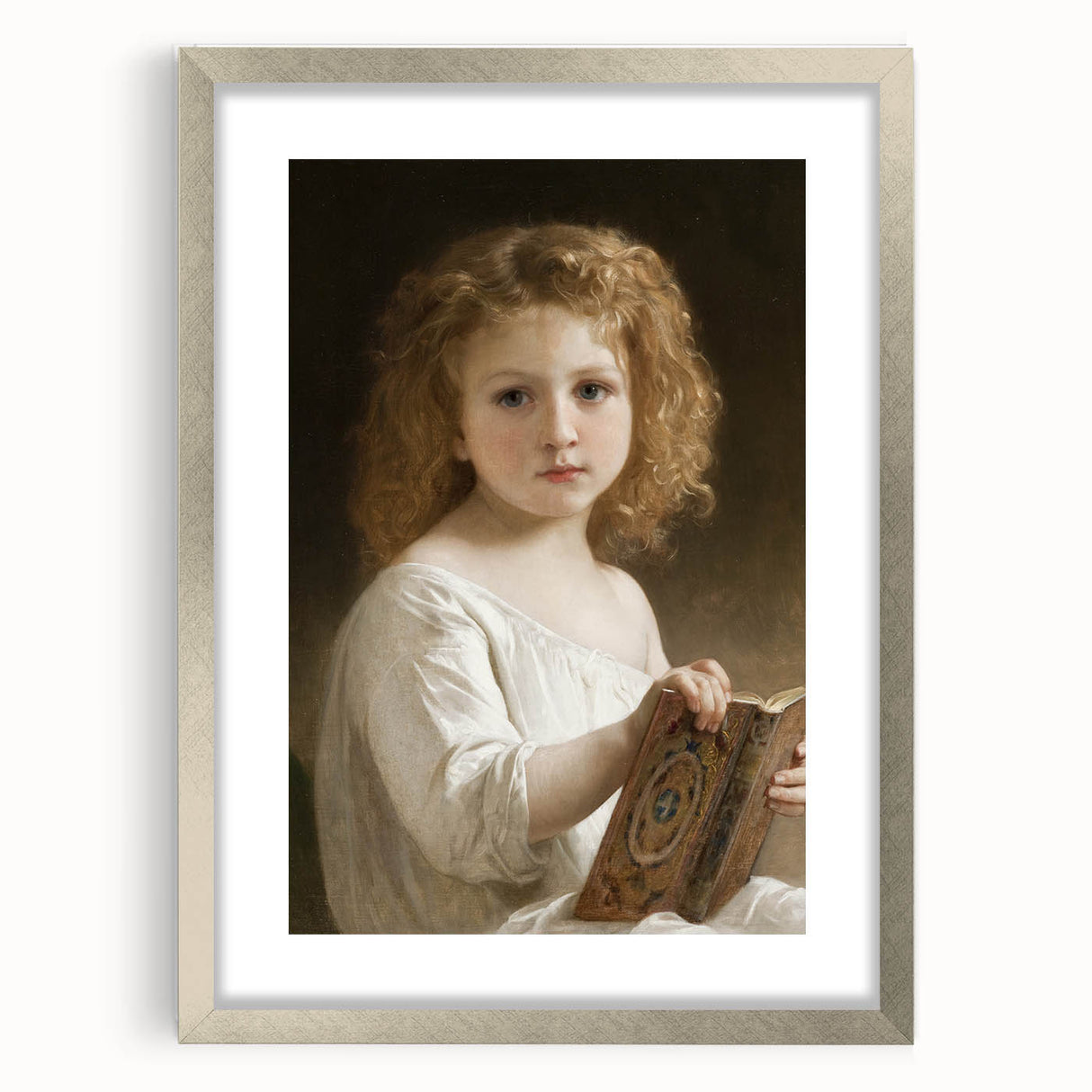 Classic Neoclassical Portrait Art Print - The Story Book by Bouguereau