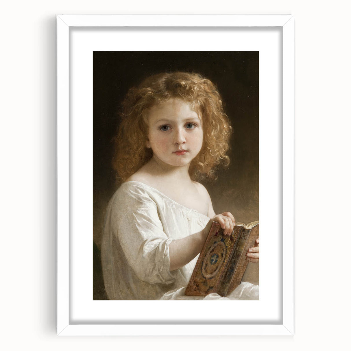 Classic Neoclassical Portrait Art Print - The Story Book by Bouguereau