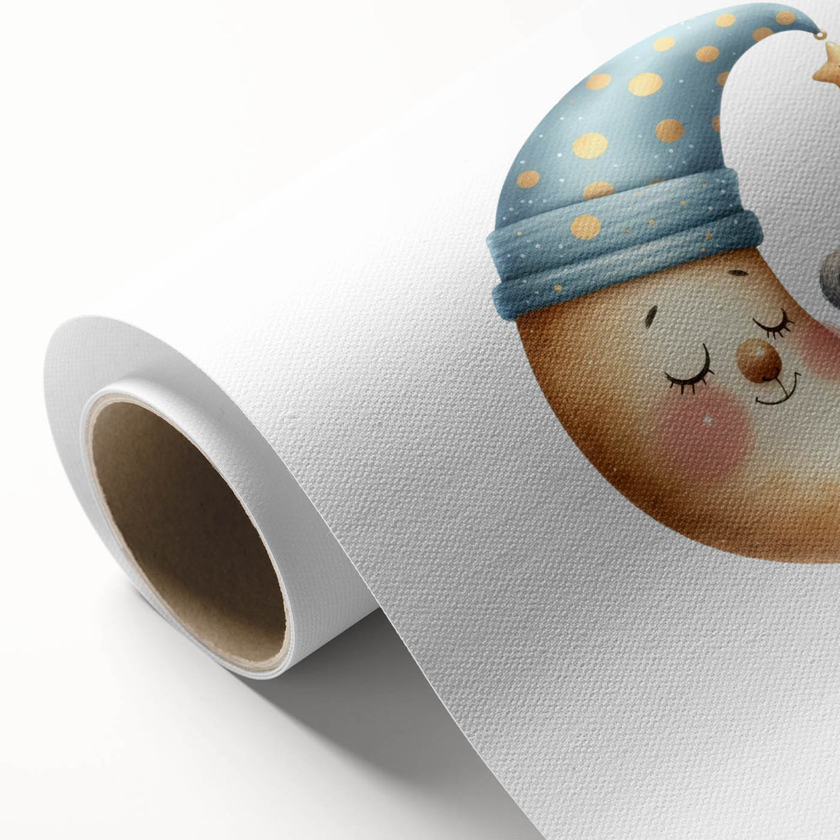 Playroom Wall Art - Sleeping Moon & Bear Kids Room Print