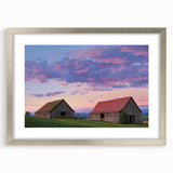 Barn frame landscape artwork in silver, showcasing a modern design with a matte finish, ideal for home decor or gallery displays, enhancing any interior space.
